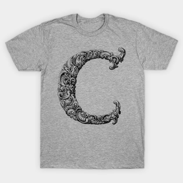 Vintage Initial Letter Lettering Alphabet C T-Shirt by AltrusianGrace